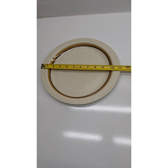 Syracuse China Oval Dinner Plate Speckled Cream Orange Brown Trim Vintage USA - Picture 4 of 10